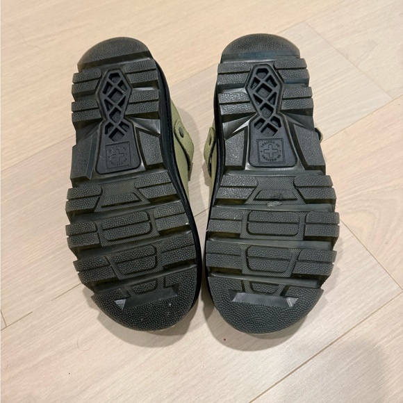 Dr. Martens Olive Green Suede Clogs with Yellow Stitching - Picture 3 of 7